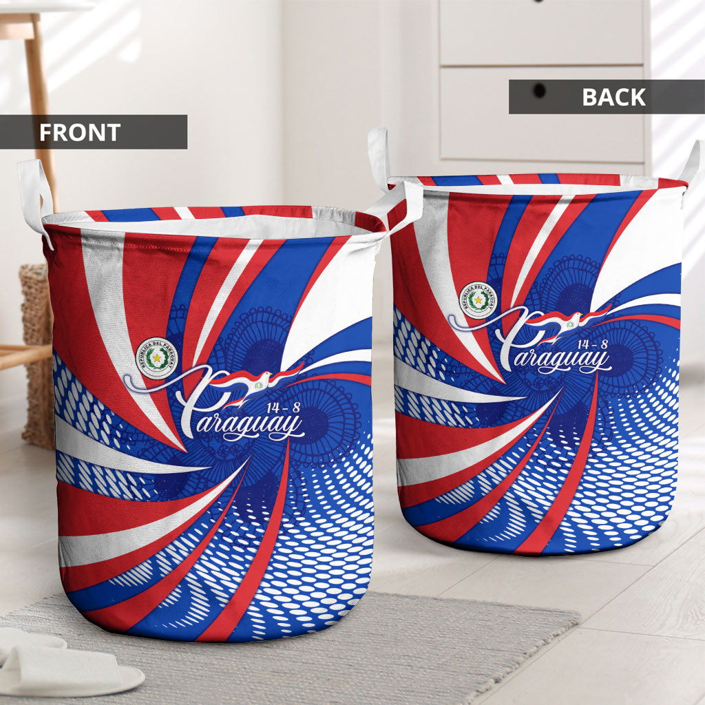 Paraguay Flag Day Laundry Basket Patriotic Sunburst Traditional Ñandutí Lace