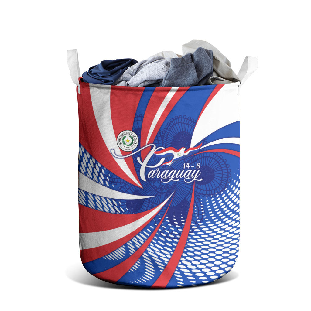 Paraguay Flag Day Laundry Basket Patriotic Sunburst Traditional Ñandutí Lace
