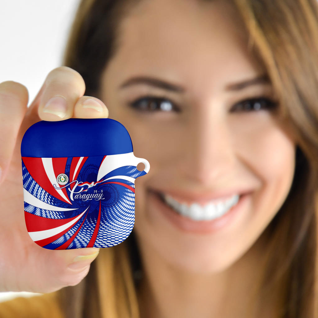 Paraguay Flag Day AirPods Case Patriotic Sunburst Traditional Ñandutí Lace