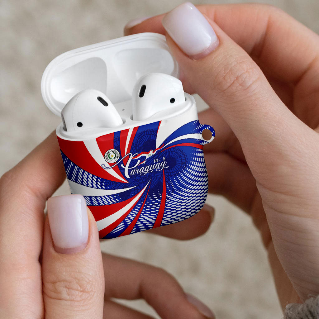 Paraguay Flag Day AirPods Case Patriotic Sunburst Traditional Ñandutí Lace