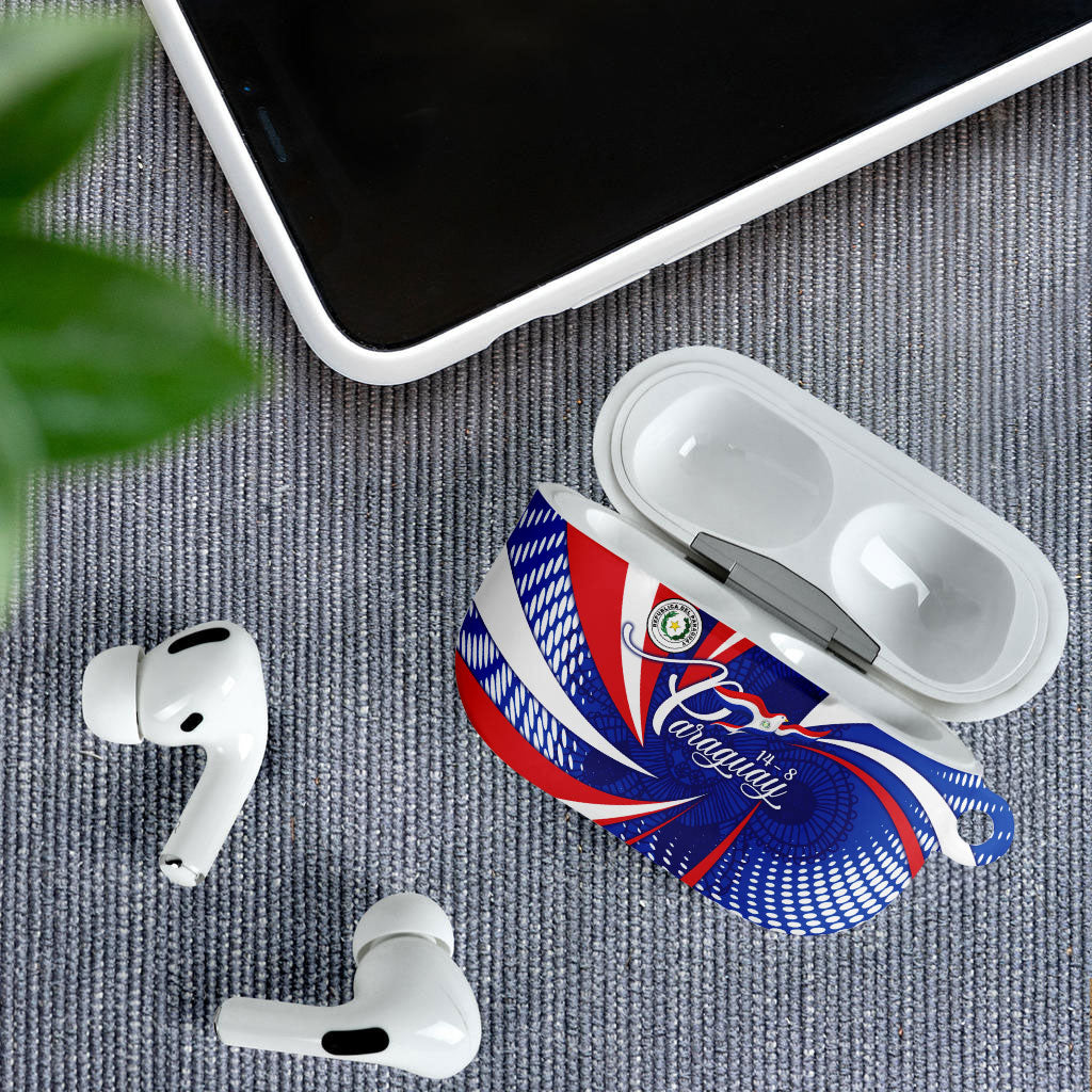 Paraguay Flag Day AirPods Case Patriotic Sunburst Traditional Ñandutí Lace