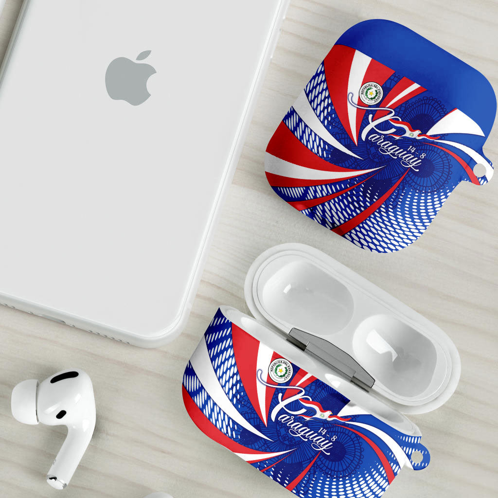Paraguay Flag Day AirPods Case Patriotic Sunburst Traditional Ñandutí Lace
