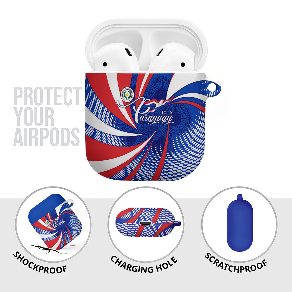 Paraguay Flag Day AirPods Case Patriotic Sunburst Traditional Ñandutí Lace