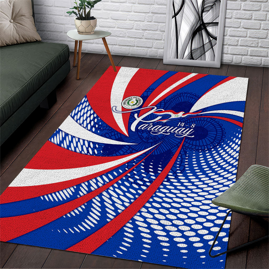Paraguay Flag Day Area Rug Patriotic Sunburst Traditional Ñandutí Lace