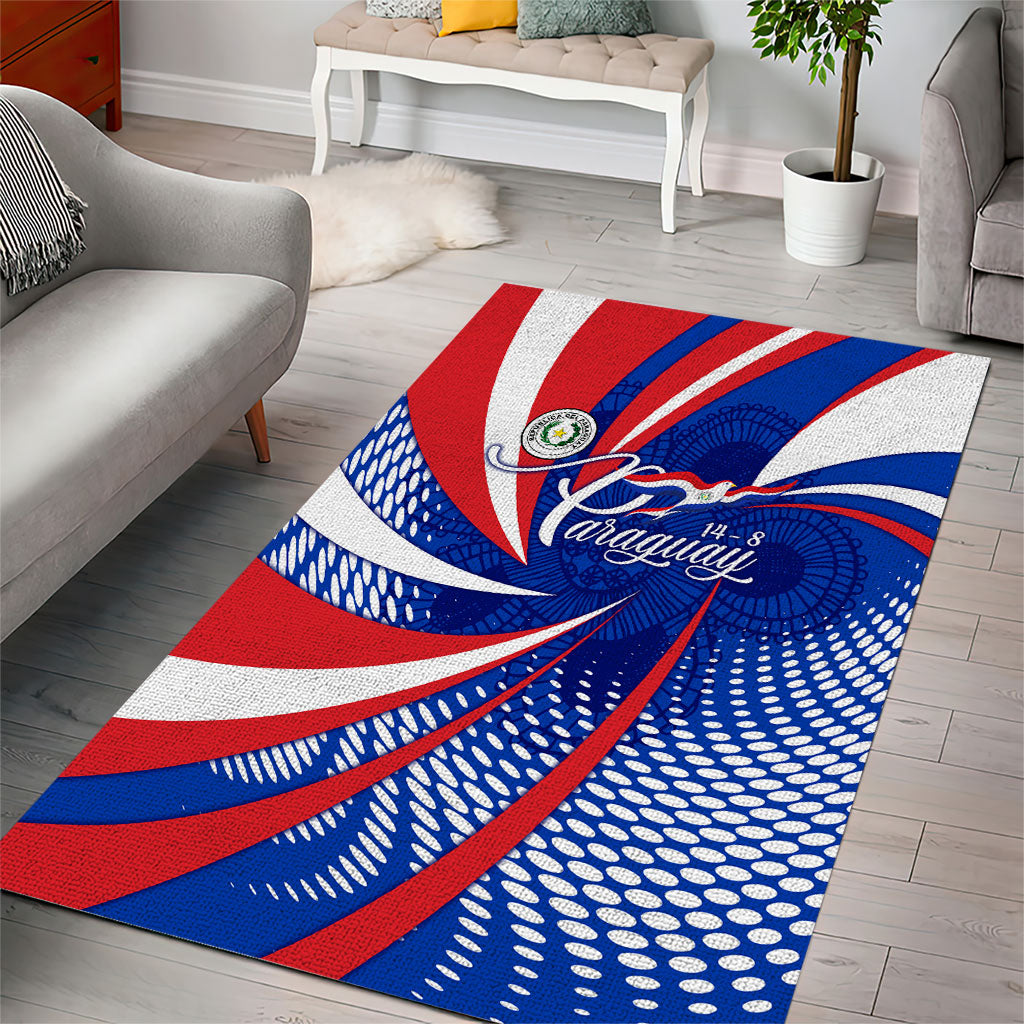 Paraguay Flag Day Area Rug Patriotic Sunburst Traditional Ñandutí Lace