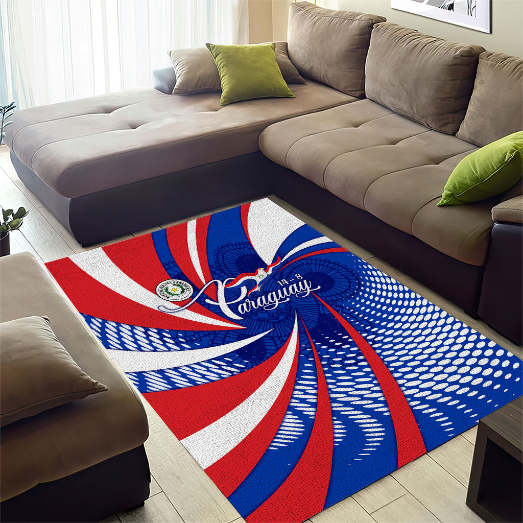 Paraguay Flag Day Area Rug Patriotic Sunburst Traditional Ñandutí Lace