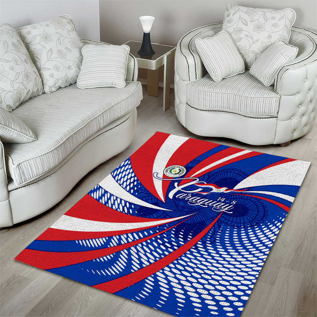 Paraguay Flag Day Area Rug Patriotic Sunburst Traditional Ñandutí Lace