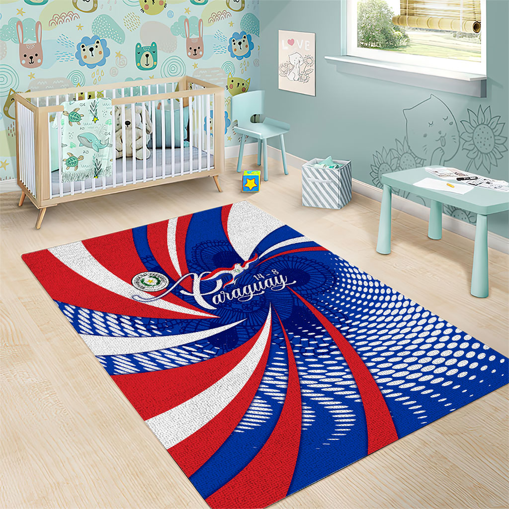 Paraguay Flag Day Area Rug Patriotic Sunburst Traditional Ñandutí Lace
