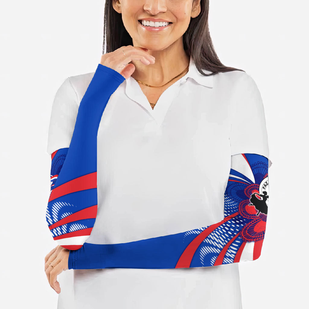 Paraguay Flag Day Arm Sleeves Patriotic Sunburst Traditional Ñandutí Lace