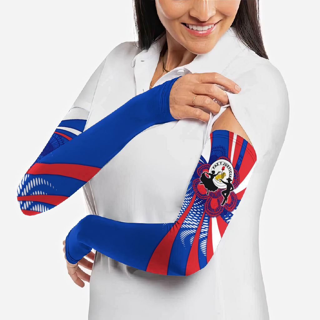 Paraguay Flag Day Arm Sleeves Patriotic Sunburst Traditional Ñandutí Lace