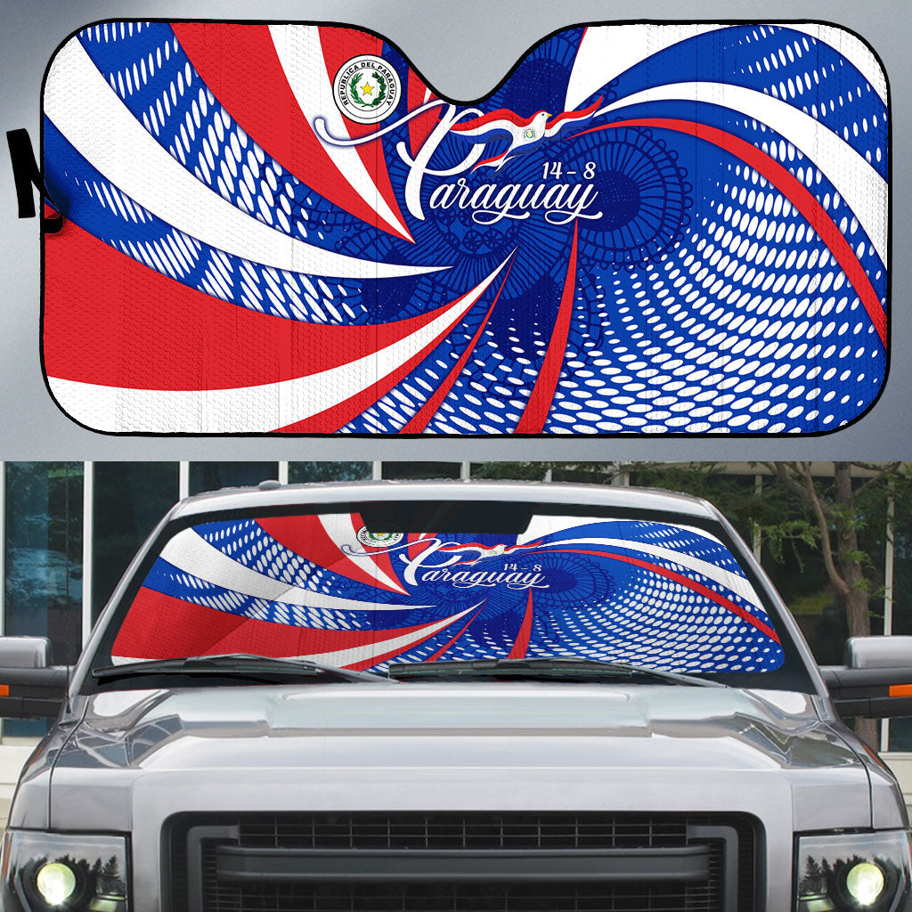 Paraguay Flag Day Auto Sun Shade Patriotic Sunburst Traditional Ñandutí Lace