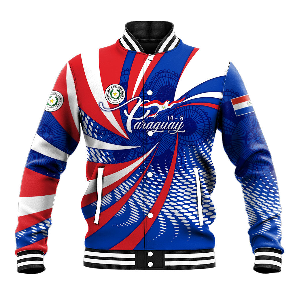 Paraguay Flag Day Baseball Jacket Patriotic Sunburst Traditional Ñandutí Lace