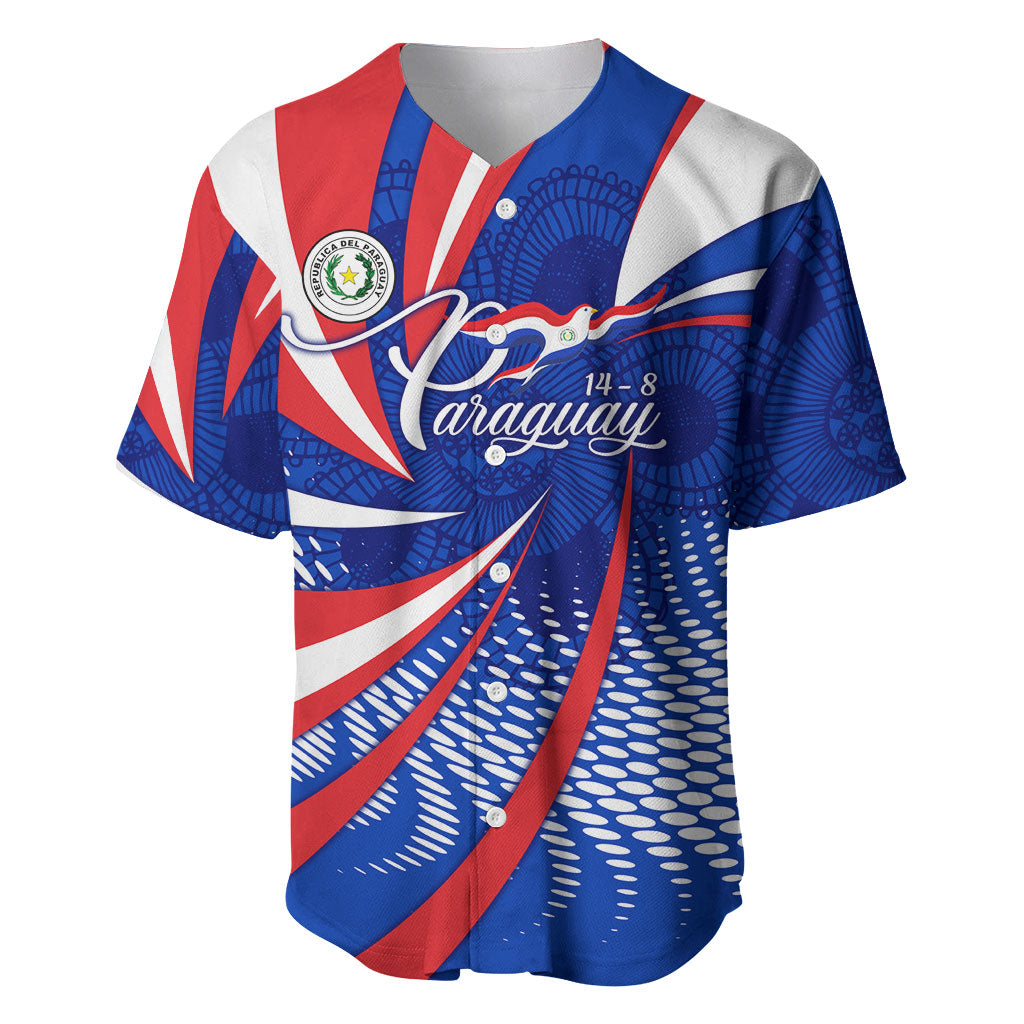 Paraguay Flag Day Baseball Jersey Patriotic Sunburst Traditional Ñandutí Lace