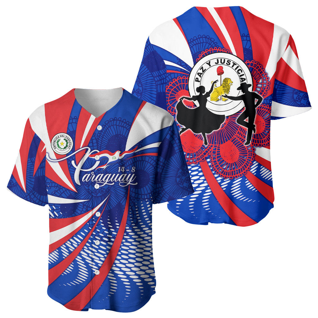 Paraguay Flag Day Baseball Jersey Patriotic Sunburst Traditional Ñandutí Lace