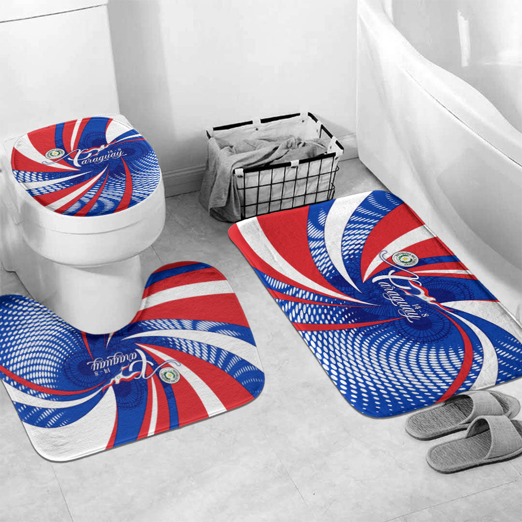 Paraguay Flag Day Bathroom Set Patriotic Sunburst Traditional Ñandutí Lace