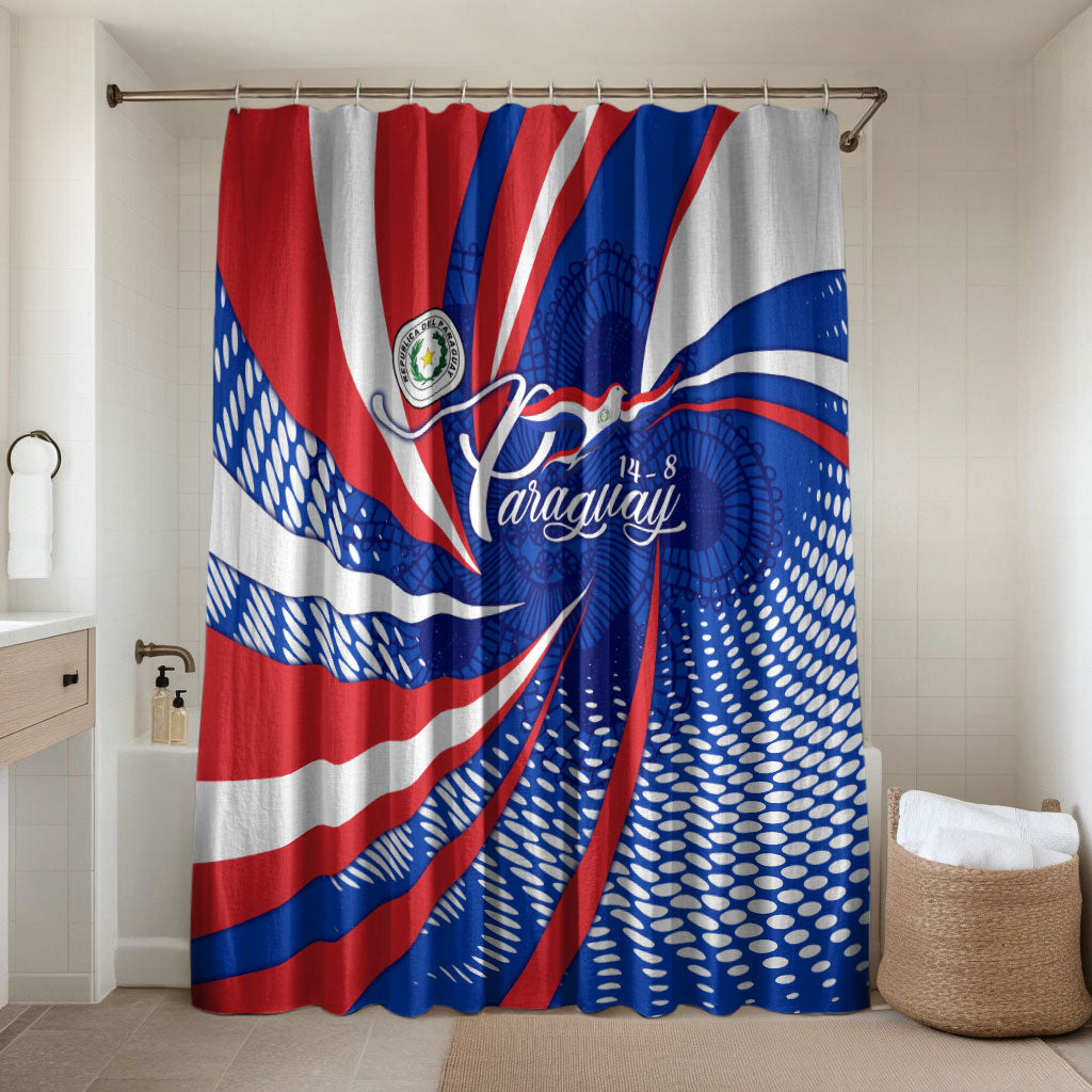Paraguay Flag Day Bathroom Set Patriotic Sunburst Traditional Ñandutí Lace