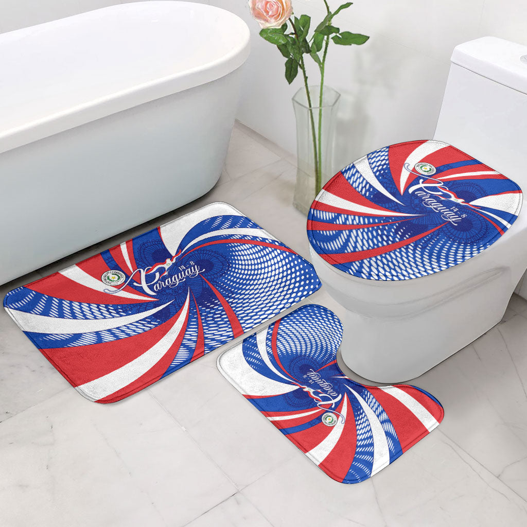 Paraguay Flag Day Bathroom Set Patriotic Sunburst Traditional Ñandutí Lace