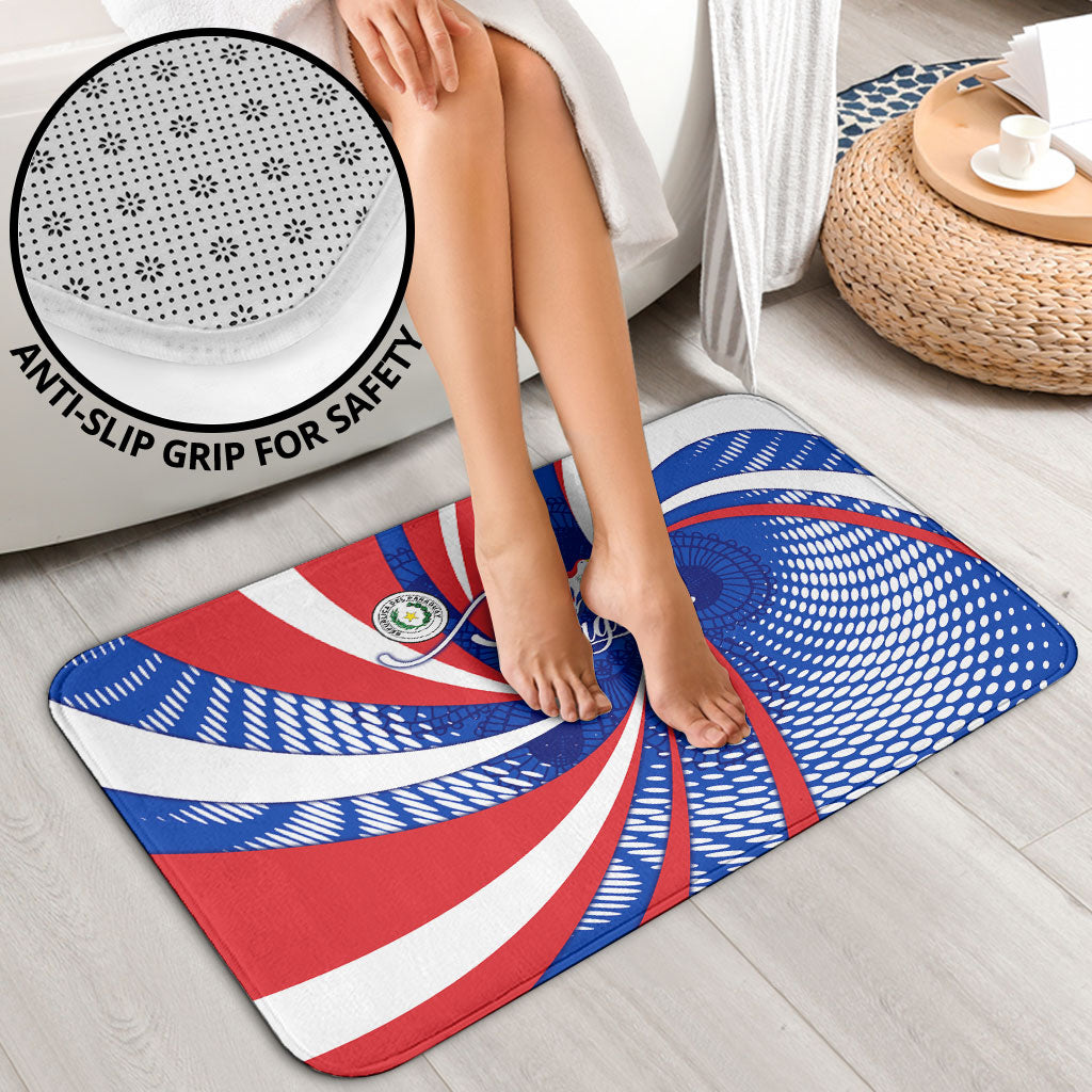 Paraguay Flag Day Bathroom Set Patriotic Sunburst Traditional Ñandutí Lace