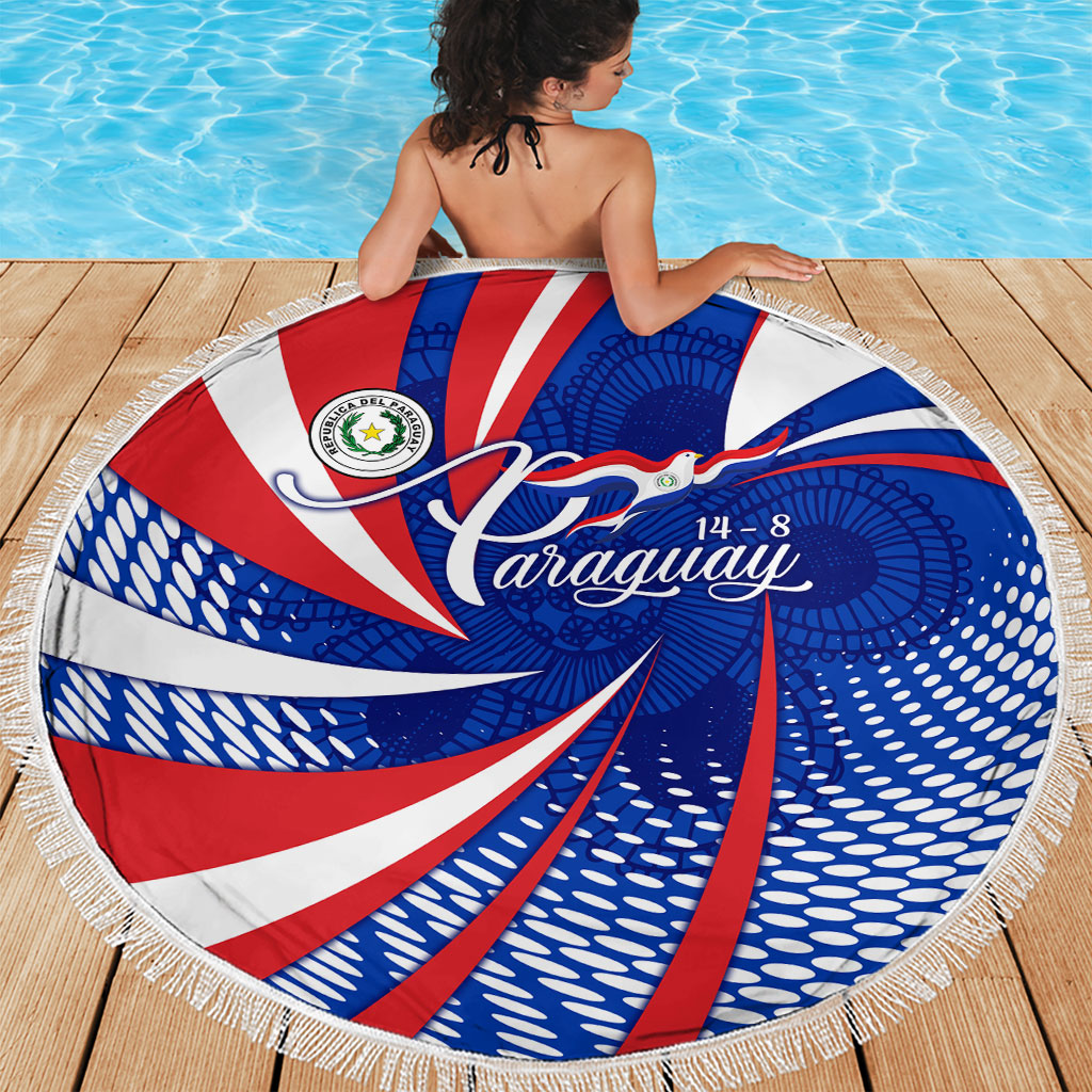 Paraguay Flag Day Beach Blanket Patriotic Sunburst Traditional Ñandutí Lace