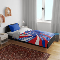 Paraguay Flag Day Bedding Set Patriotic Sunburst Traditional Ñandutí Lace