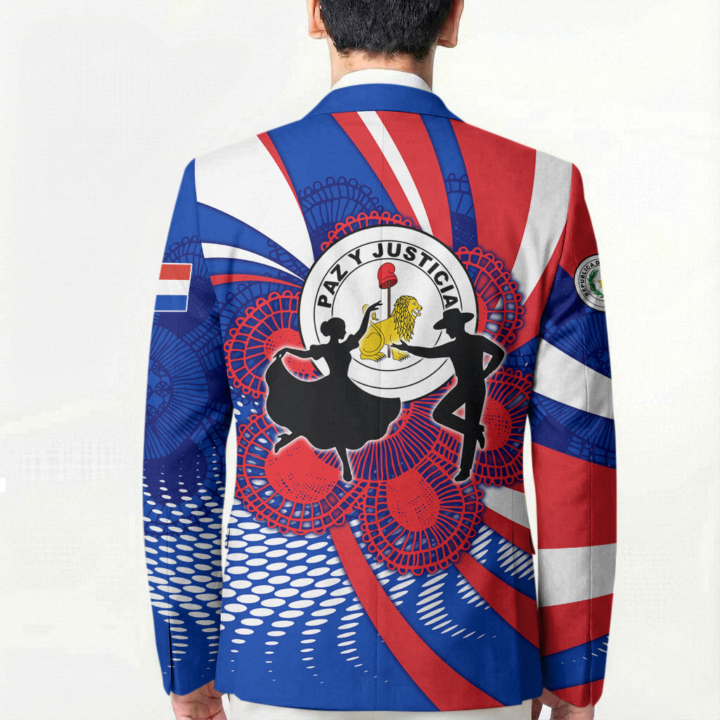 Paraguay Flag Day Blazer Patriotic Sunburst Traditional Ñandutí Lace