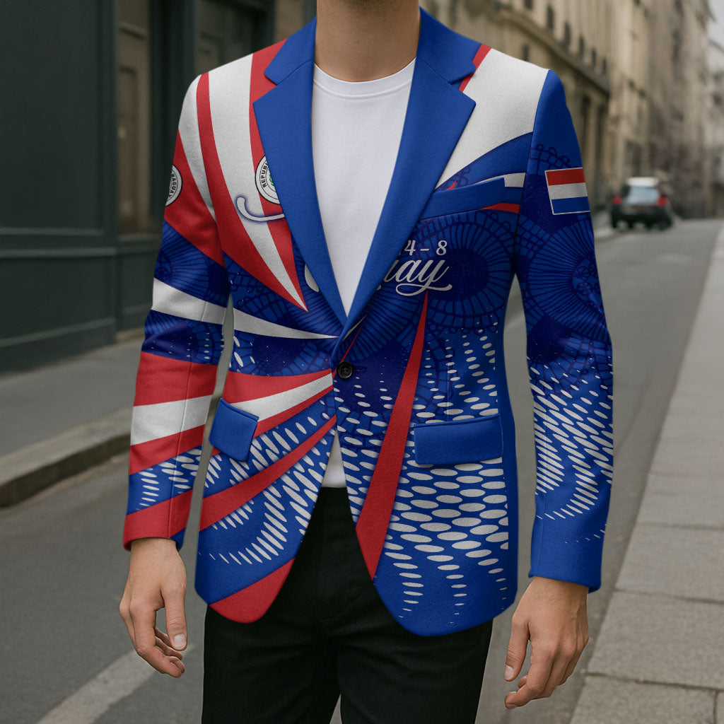 Paraguay Flag Day Blazer Patriotic Sunburst Traditional Ñandutí Lace