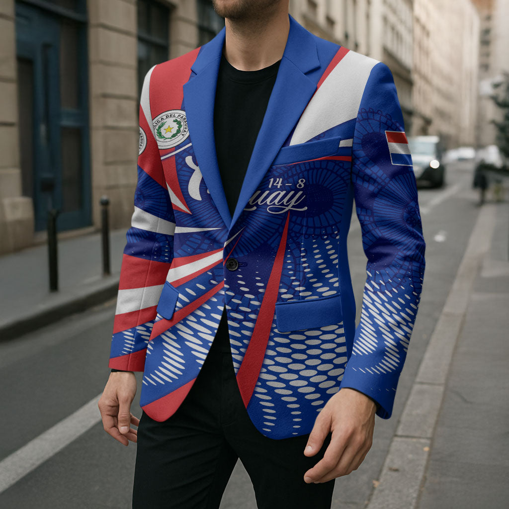 Paraguay Flag Day Blazer Patriotic Sunburst Traditional Ñandutí Lace
