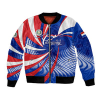 Paraguay Flag Day Bomber Jacket Patriotic Sunburst Traditional Ñandutí Lace