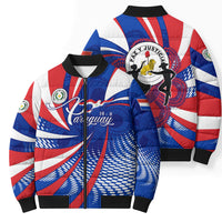 Paraguay Flag Day Bomber Puffer Jacket Patriotic Sunburst Traditional Ñandutí Lace