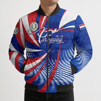 Paraguay Flag Day Bomber Puffer Jacket Patriotic Sunburst Traditional Ñandutí Lace