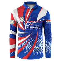 Paraguay Flag Day Button Sweatshirt Patriotic Sunburst Traditional Ñandutí Lace