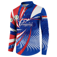 Paraguay Flag Day Button Sweatshirt Patriotic Sunburst Traditional Ñandutí Lace