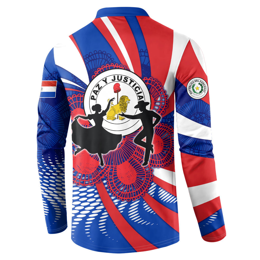 Paraguay Flag Day Button Sweatshirt Patriotic Sunburst Traditional Ñandutí Lace