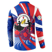 Paraguay Flag Day Button Sweatshirt Patriotic Sunburst Traditional Ñandutí Lace