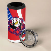 Paraguay Flag Day 4 in 1 Can Cooler Tumbler Patriotic Sunburst Traditional Ñandutí Lace