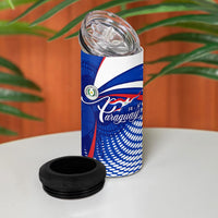 Paraguay Flag Day 4 in 1 Can Cooler Tumbler Patriotic Sunburst Traditional Ñandutí Lace