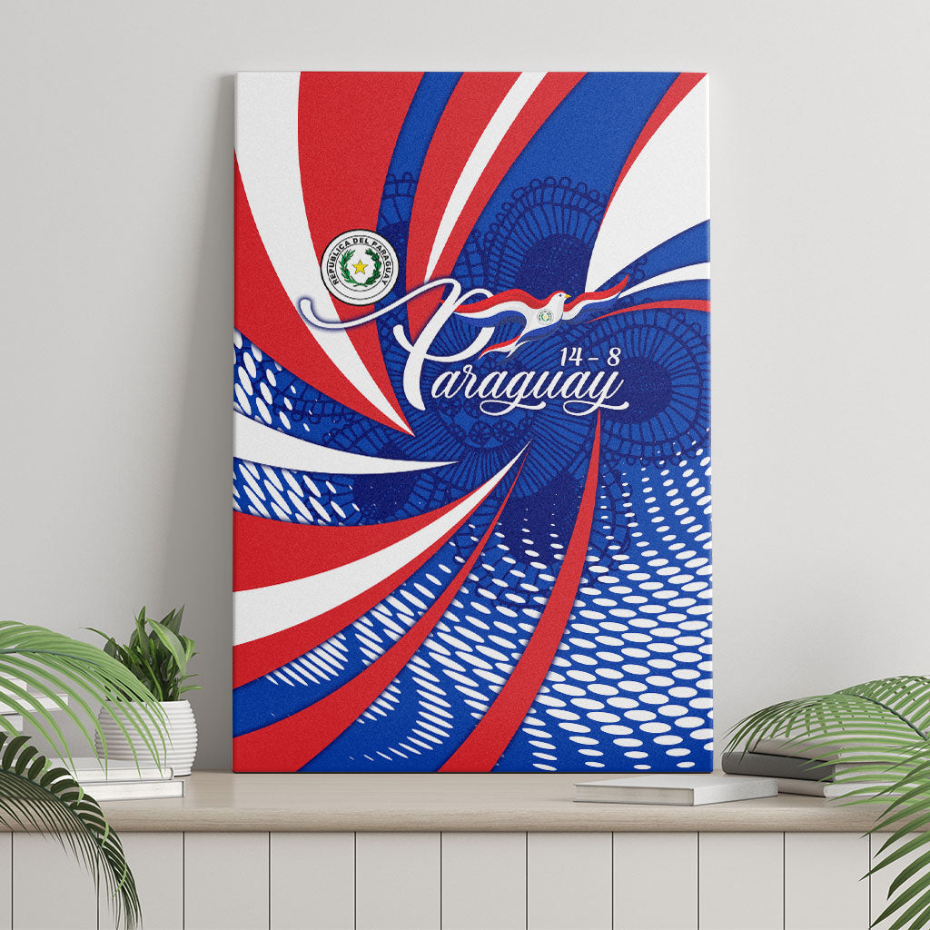 Paraguay Flag Day Canvas Wall Art Patriotic Sunburst Traditional Ñandutí Lace