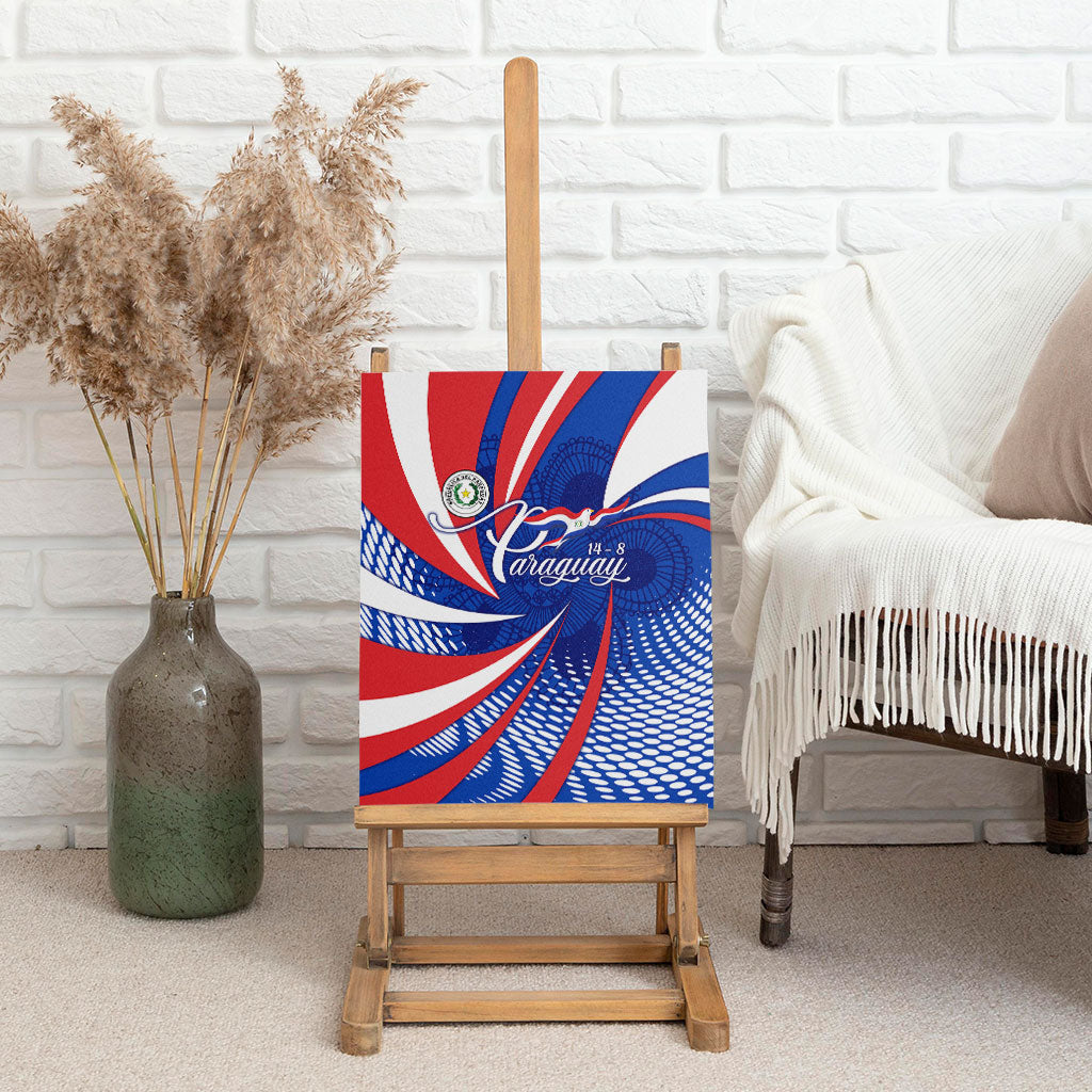 Paraguay Flag Day Canvas Wall Art Patriotic Sunburst Traditional Ñandutí Lace