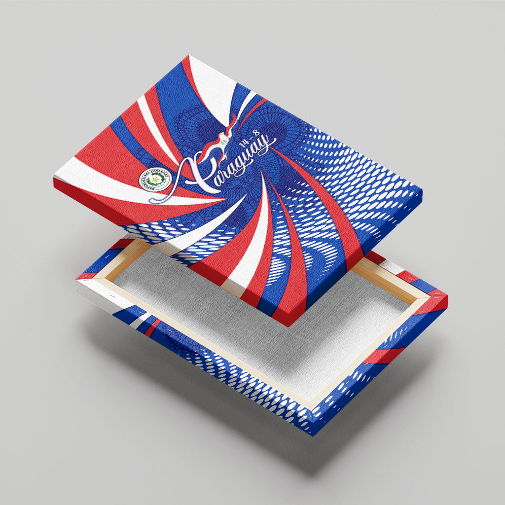 Paraguay Flag Day Canvas Wall Art Patriotic Sunburst Traditional Ñandutí Lace