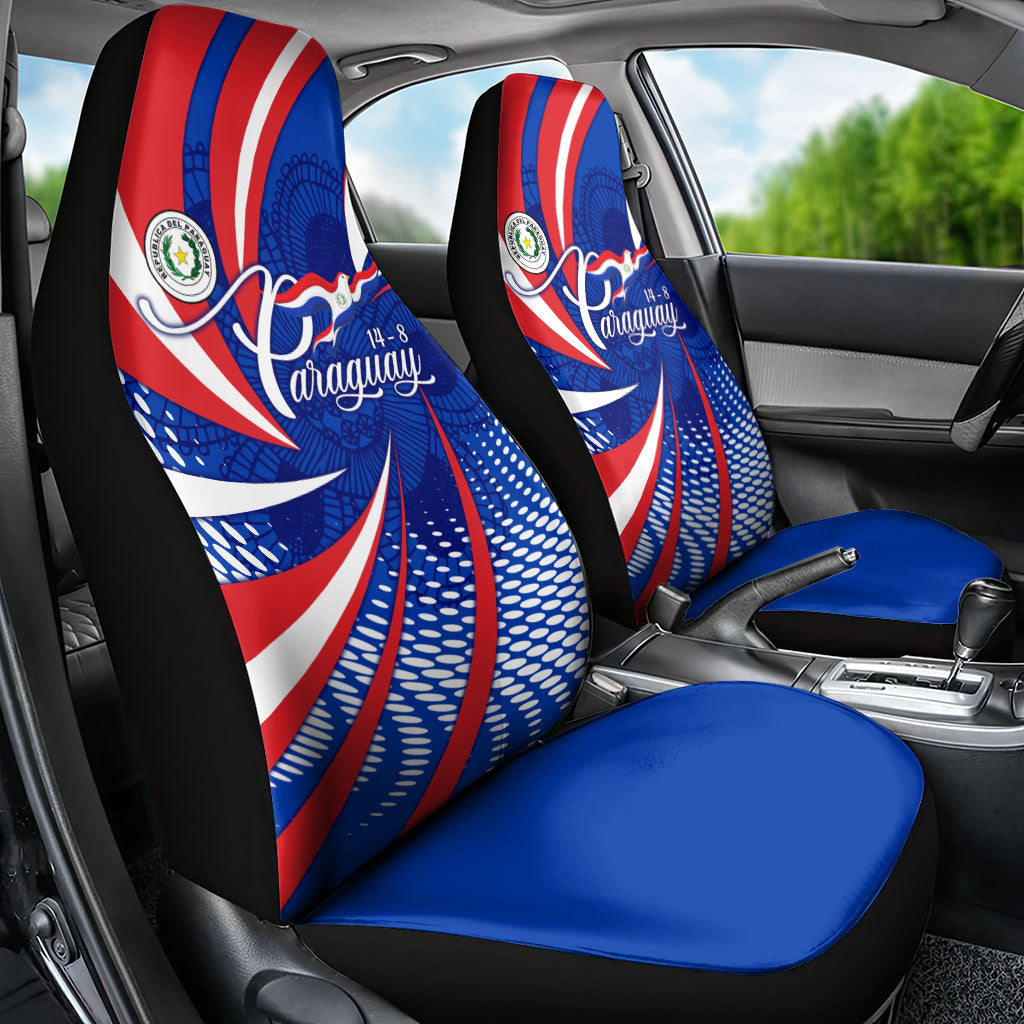 Paraguay Flag Day Car Seat Cover Patriotic Sunburst Traditional Ñandutí Lace