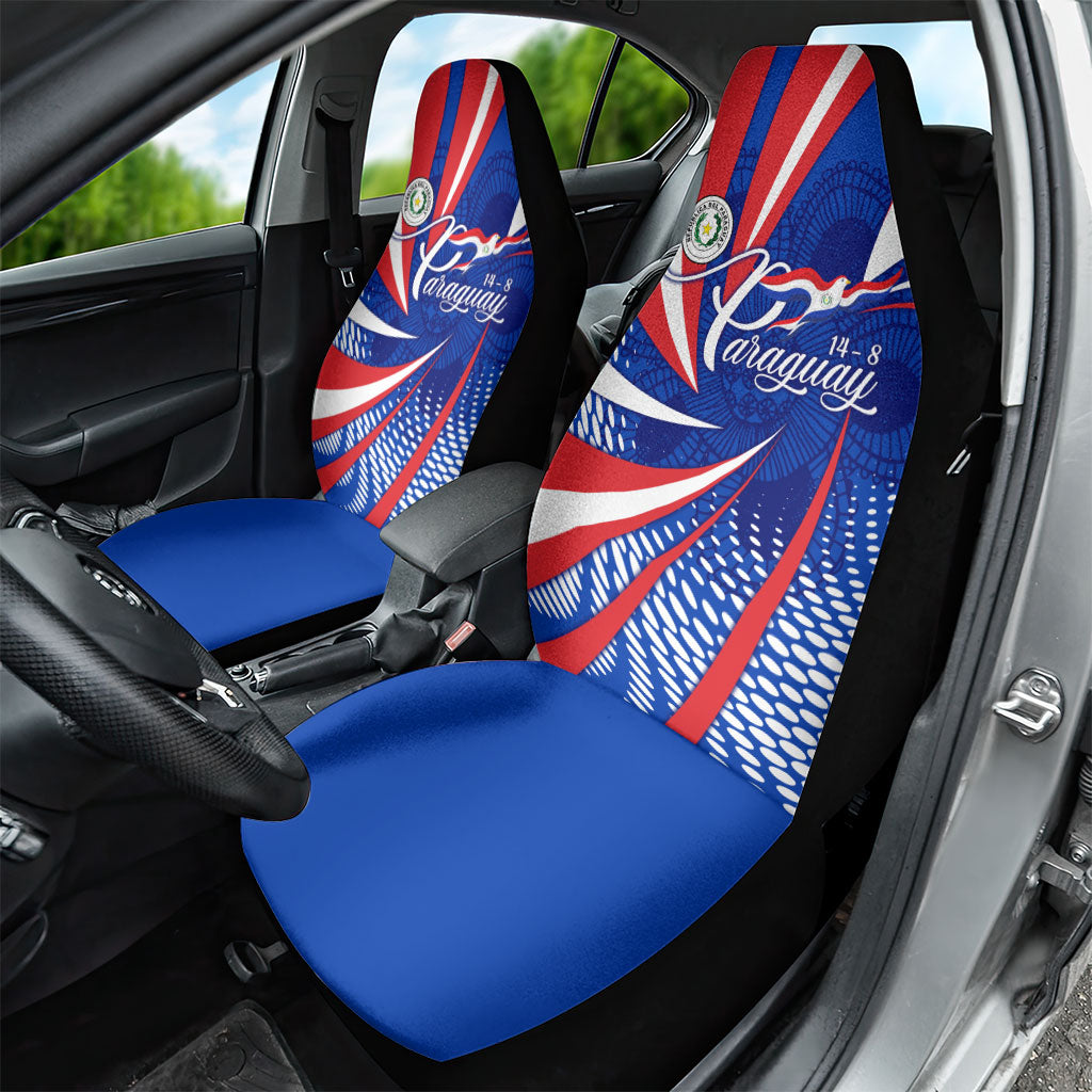 Paraguay Flag Day Car Seat Cover Patriotic Sunburst Traditional Ñandutí Lace