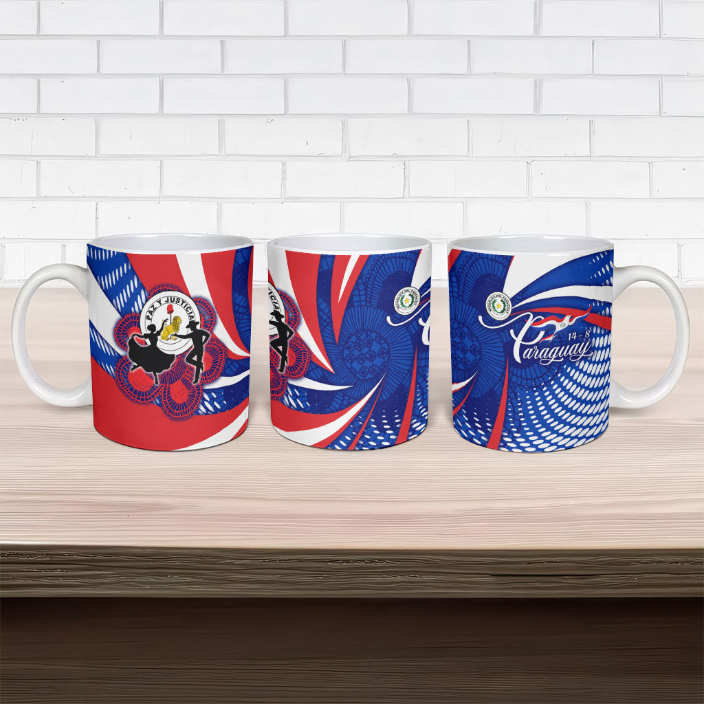 Paraguay Flag Day Ceramic Mug Patriotic Sunburst Traditional Ñandutí Lace