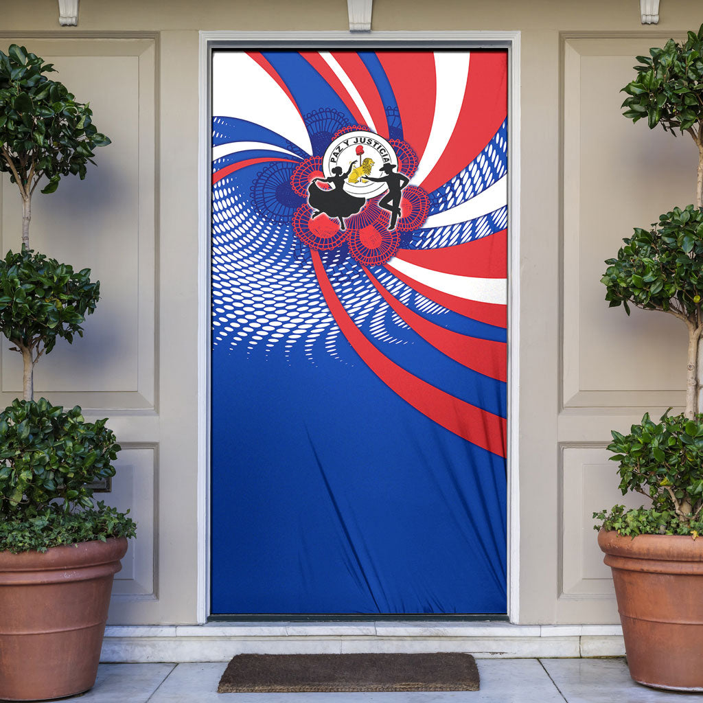 Paraguay Flag Day Door Cover Patriotic Sunburst Traditional Ñandutí Lace