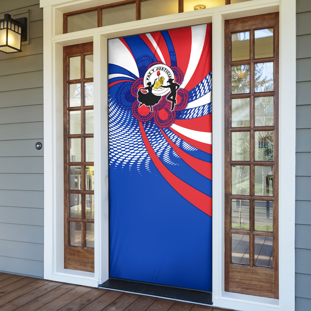 Paraguay Flag Day Door Cover Patriotic Sunburst Traditional Ñandutí Lace