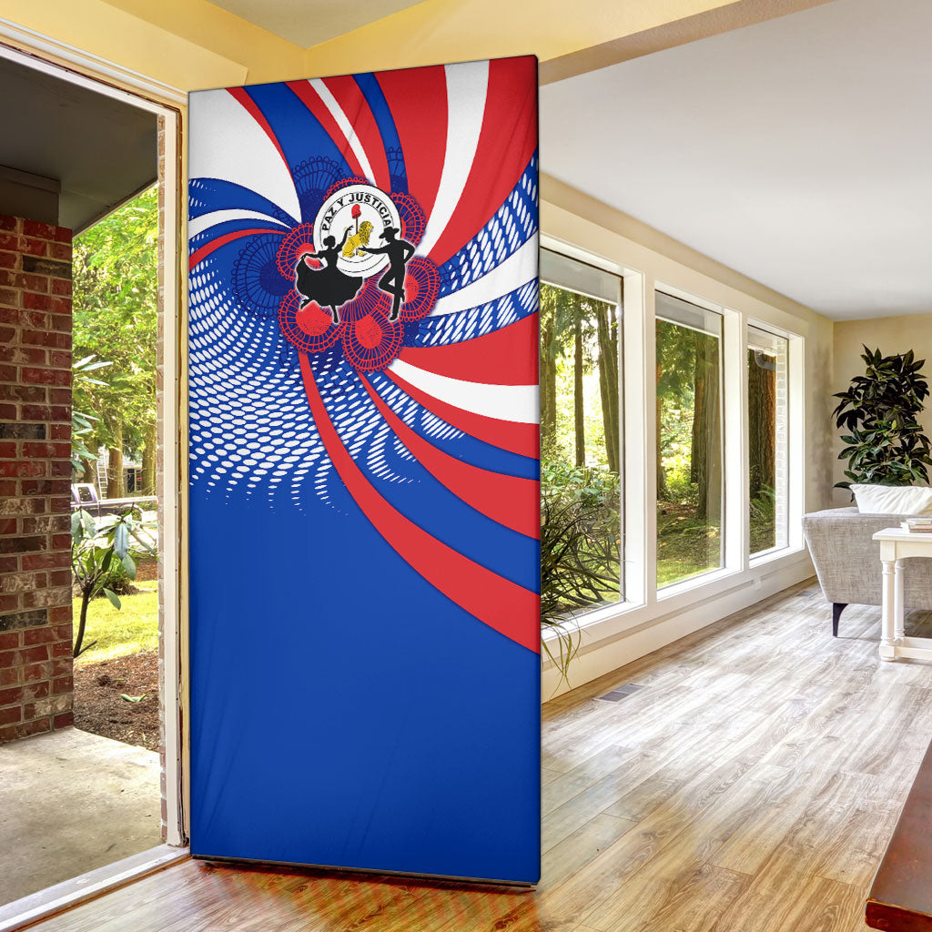 Paraguay Flag Day Door Cover Patriotic Sunburst Traditional Ñandutí Lace