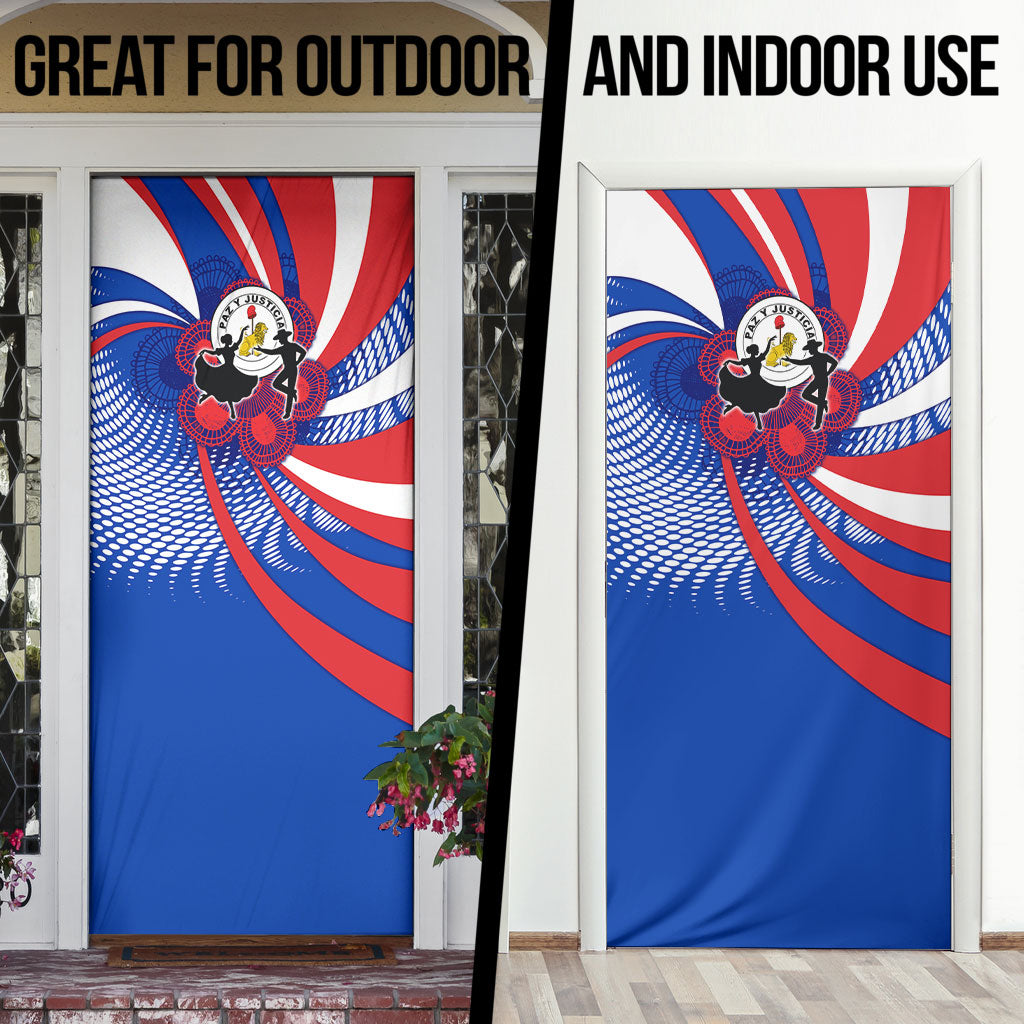 Paraguay Flag Day Door Cover Patriotic Sunburst Traditional Ñandutí Lace