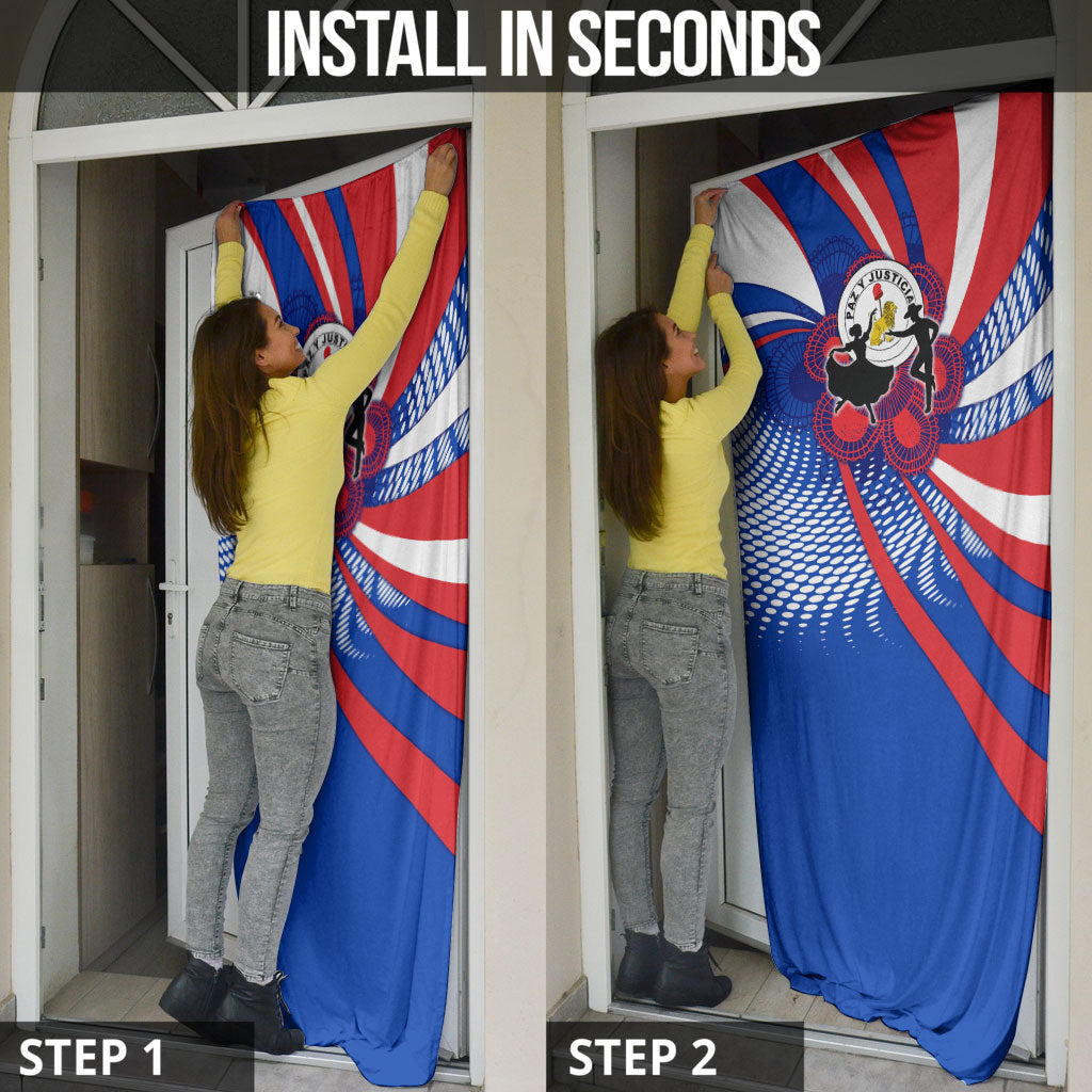 Paraguay Flag Day Door Cover Patriotic Sunburst Traditional Ñandutí Lace
