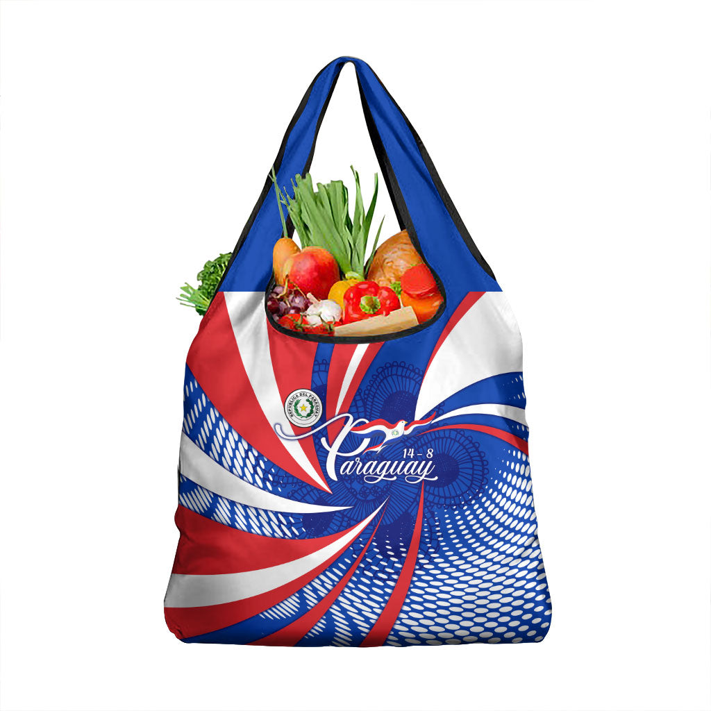Paraguay Flag Day Grocery Bag Patriotic Sunburst Traditional Ñandutí Lace