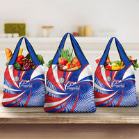 Paraguay Flag Day Grocery Bag Patriotic Sunburst Traditional Ñandutí Lace