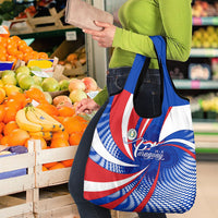 Paraguay Flag Day Grocery Bag Patriotic Sunburst Traditional Ñandutí Lace